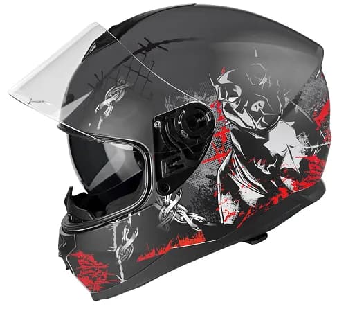 LZR FullFace FH3 Pitbull 3 Black - Red - White - Matt / XS 2