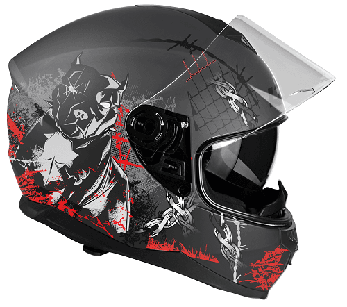 LZR FullFace FH3 Pitbull 3 Black - Red - White - Matt / XXL