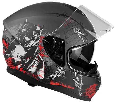 LZR FullFace FH3 Pitbull 3 Black - Red - White - Matt / M